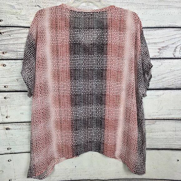 Cabi M Brown Pink Animal Print V-Neck Blouse - Picture 5 of 8